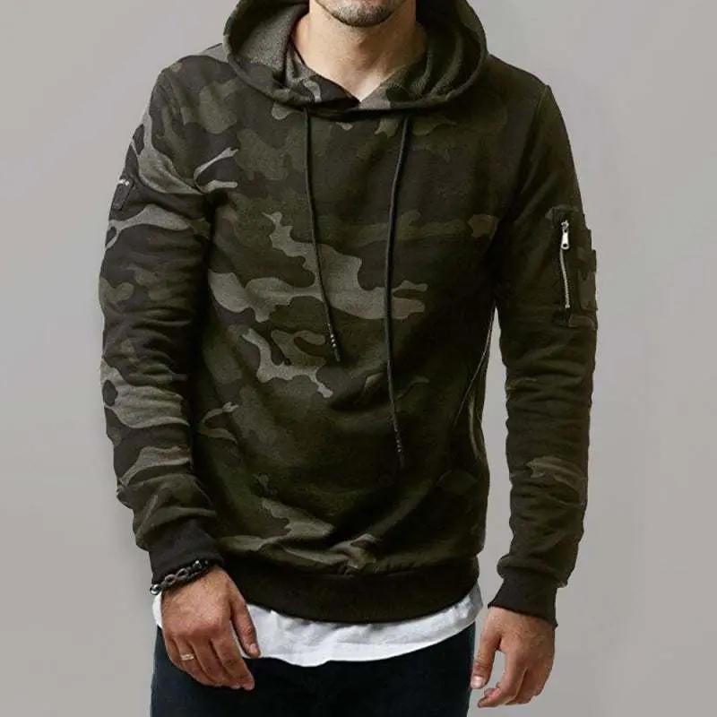 Apparel - Stylish Men's Camouflage Long Sleeve Hoodie with Convenient - Apparel | MENLL